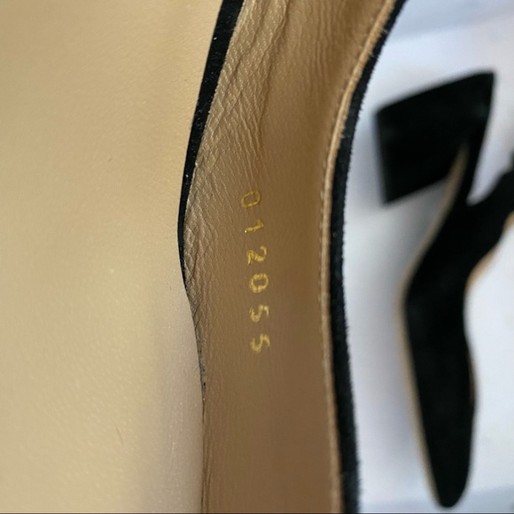 Chloe scalloped sling back suede pumps black block heel - Picture 5 of 11